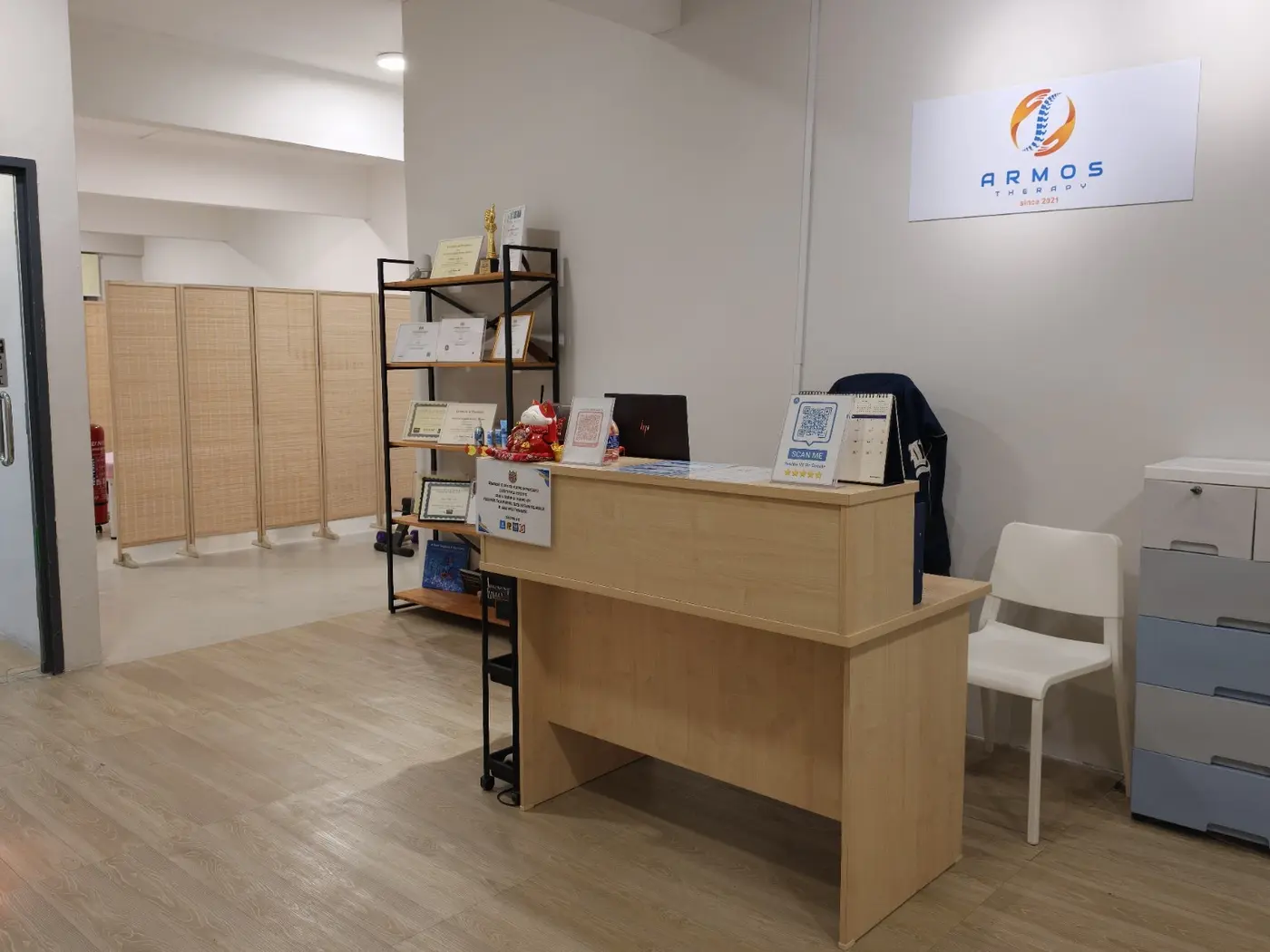 The welcoming reception area at Armos Therapy